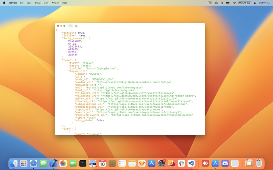 #1. JSONite (macOS) 由: Kauntey Suryawanshi
