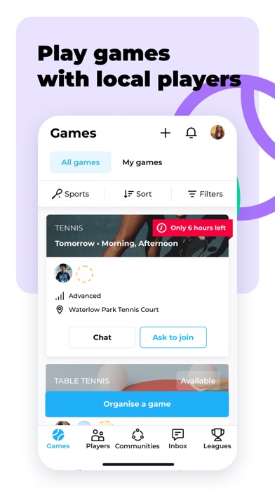 Screenshot #1 pour RacketPal: Find Sport Partners