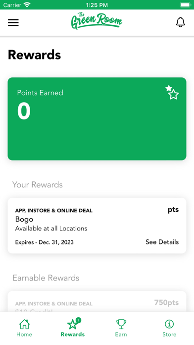 The Green Room Rewards Screenshot