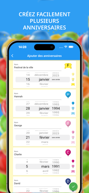 ‎Calendrier des anniversaires Capture d'écran