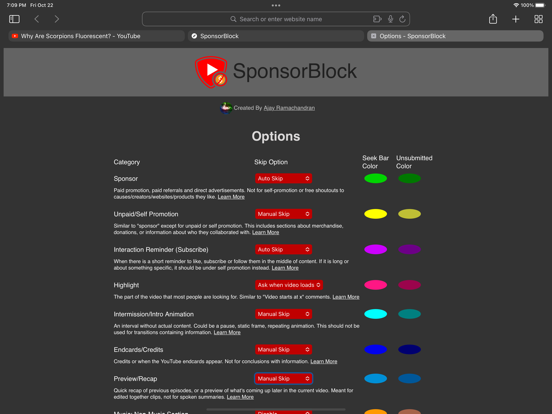 SponsorBlock voor YouTube iPad app afbeelding 1