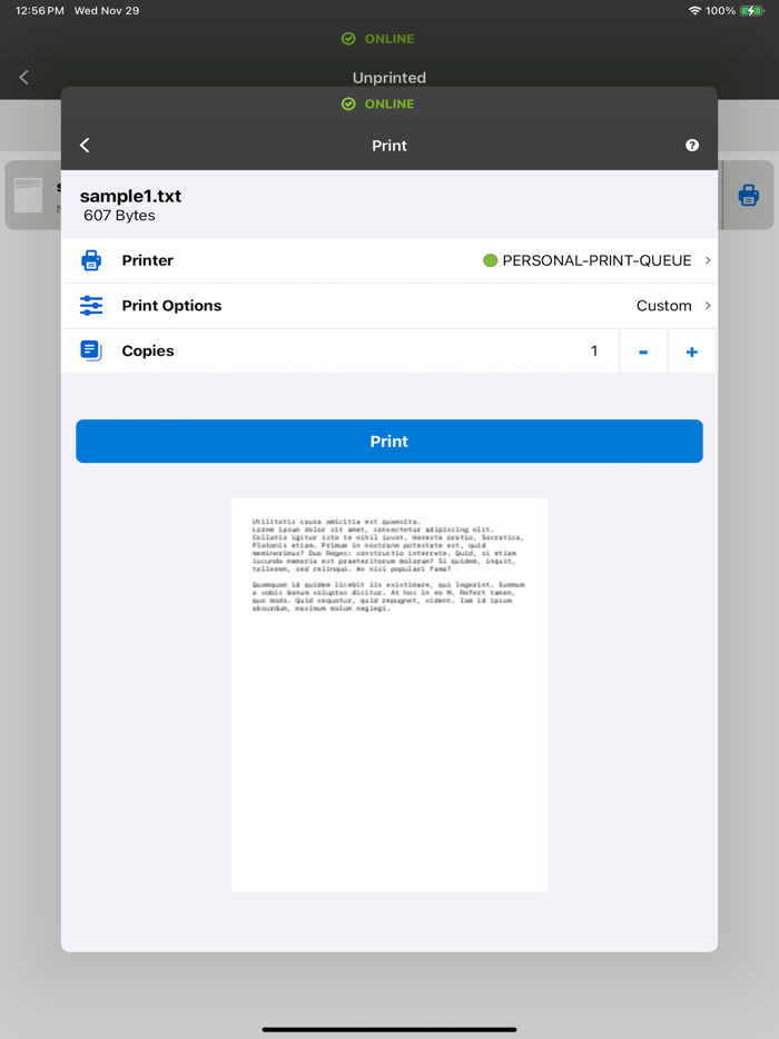 VPSX Print for BlackBerry