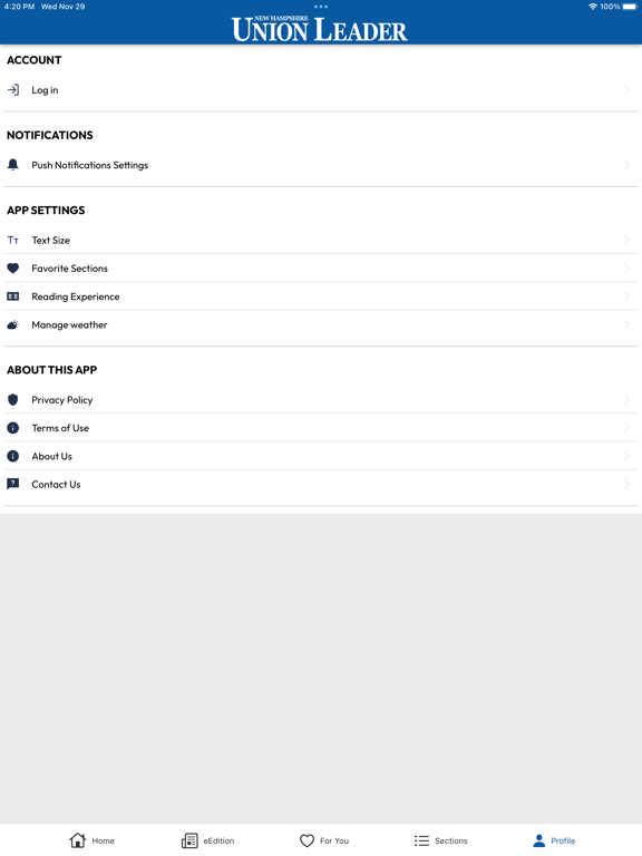 New Hampshire Union Leader iPad screenshot 1 - News app