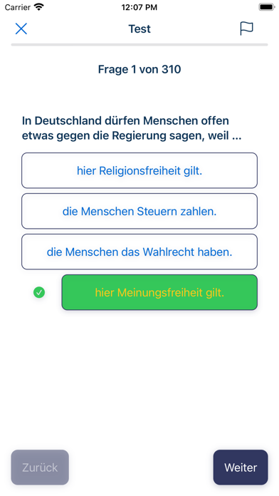 Einbürgerungstest 2023 Deutsch Screenshot