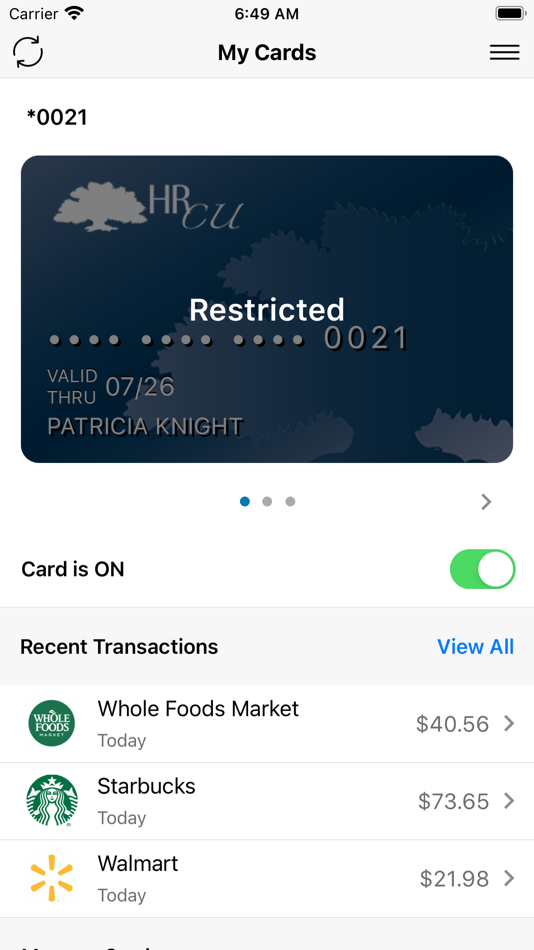 #1. HRCU Better Card Controls (iOS) 由: Holy Rosary Credit Union