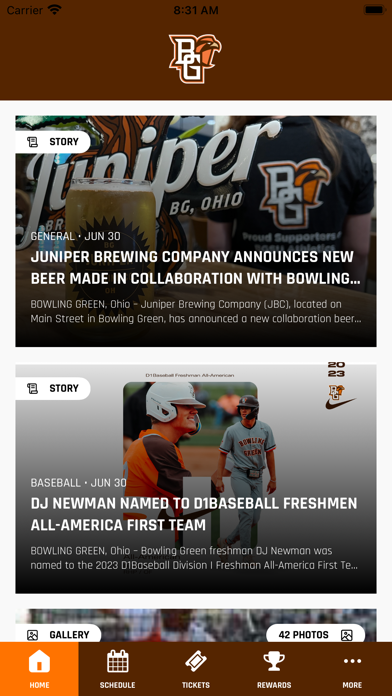 BGSU Athletics Screenshot