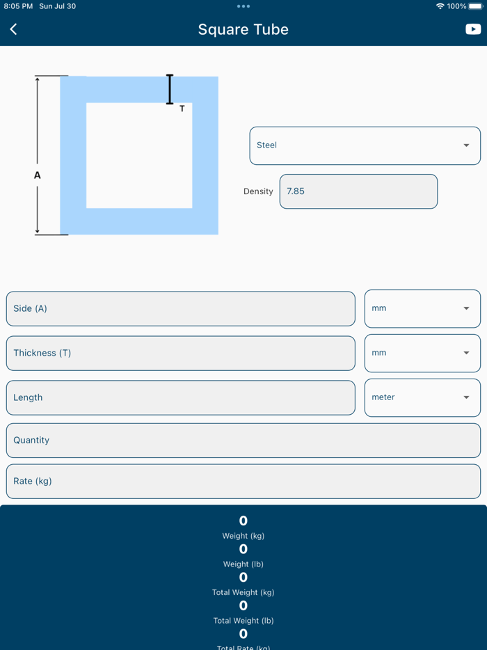 Metal Weight Calculator App