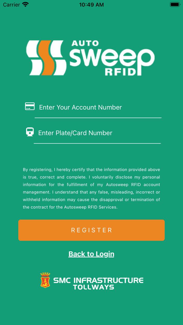 Autosweep RFID Mobile App