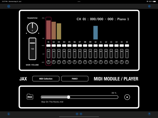JAX MIDI ModulePlayer iPad app afbeelding 1