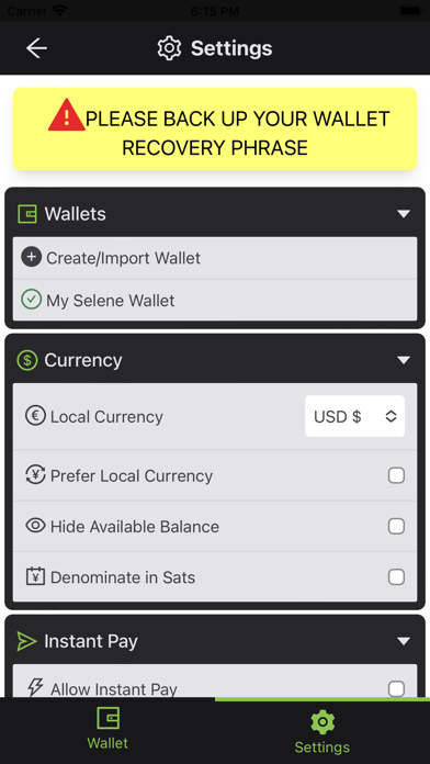 Selene Wallet (Bitcoin Cash) Screenshot