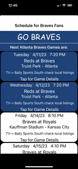 Game screenshot Schedule for Braves fans apk