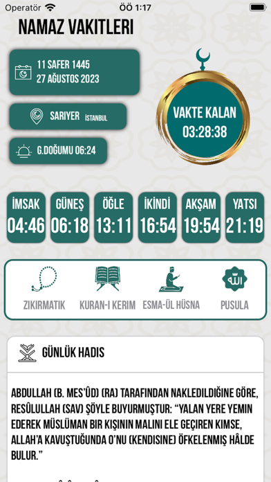 Namaz Vakitleri - Hadis Kuran Screenshot