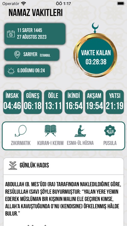 Namaz Vakitleri - Hadis Kuran