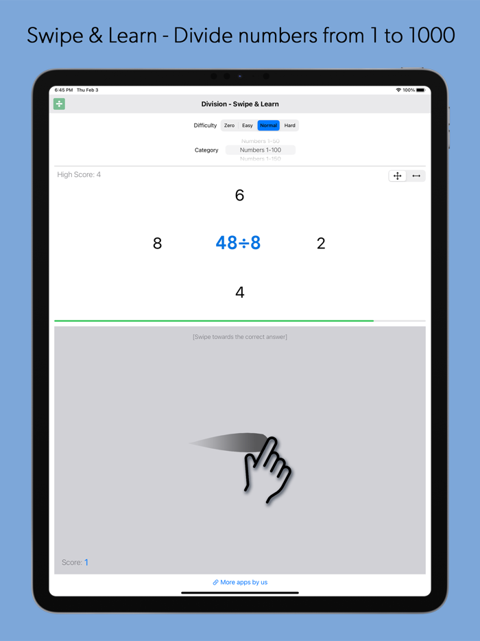 Division Math - Swipe and Learn