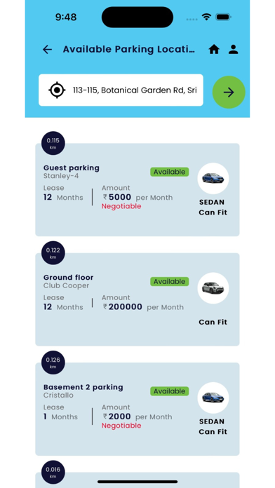 Parking Spaces App Screenshot