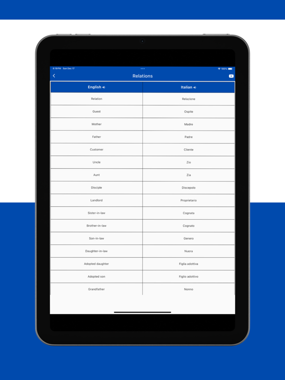 Italian Words App iPad screenshot 2 - Education app