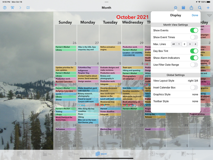 Perspectiva Calendars Charts