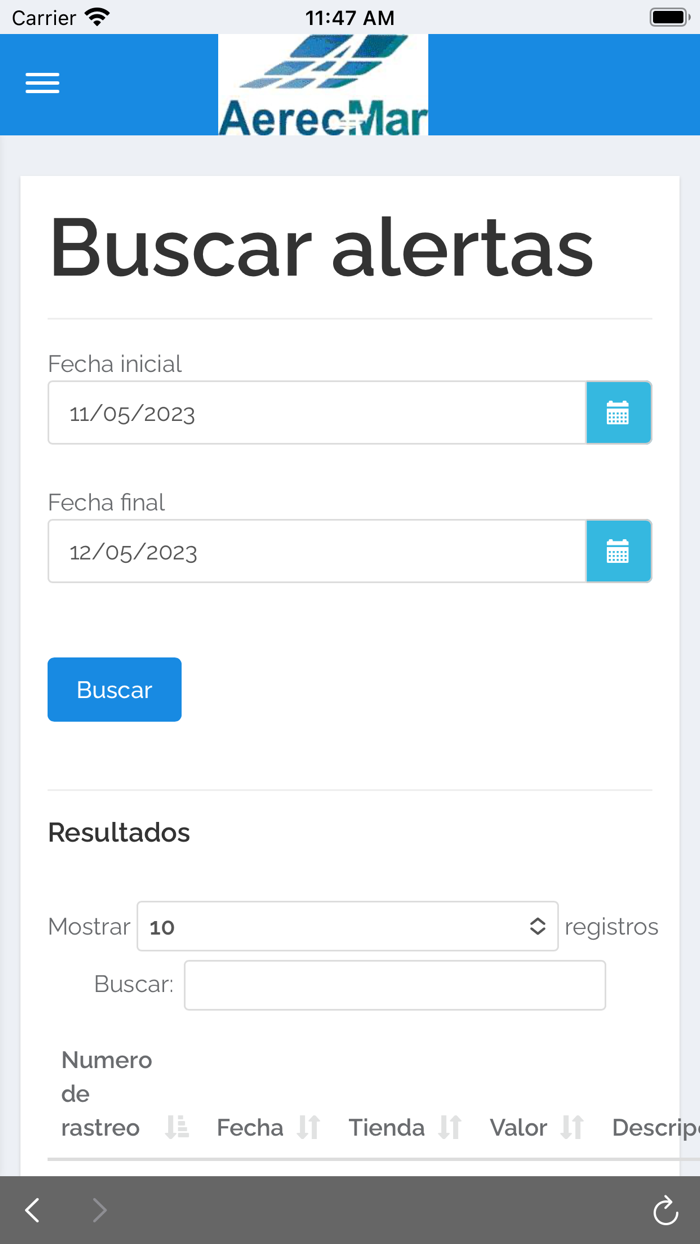 AereoMar App de Casilleros