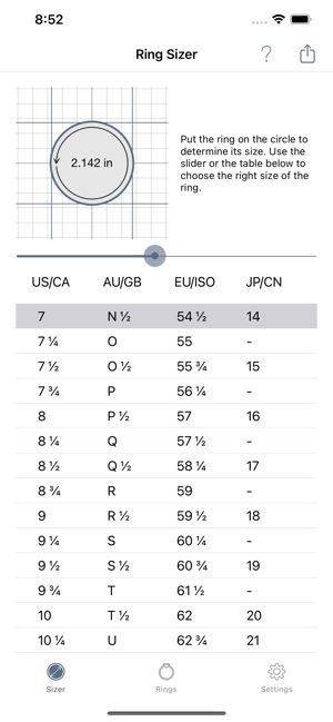 Ring Sizer by Jason Withers © en App Store