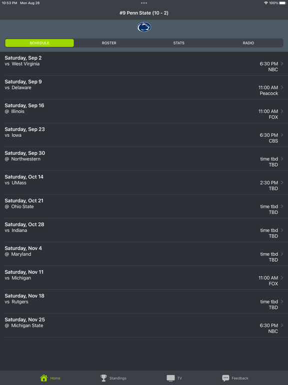 Screenshot #4 pour Penn State Football Schedules
