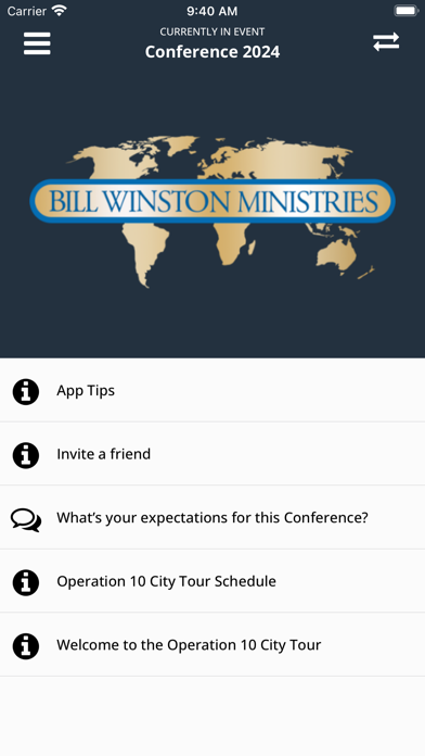 Bill Winston Ministries Events Screenshot