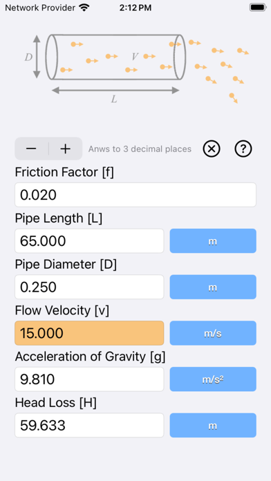 Darcy Weisbach Equations Calc Screenshot