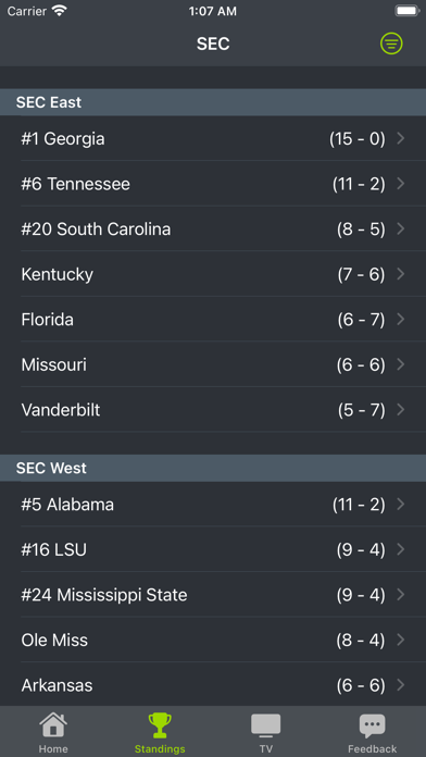 South Carolina Football App Screenshot