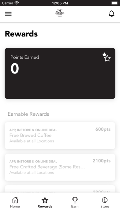 Salvation Coffee Rewards Screenshot
