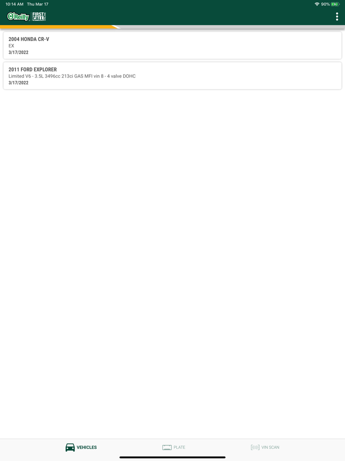O’Reilly First Call VIN Scan