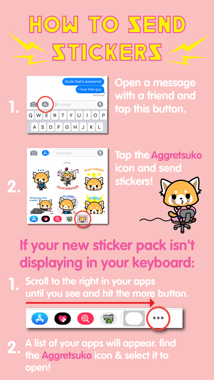 Aggretsuko Stickers Digitales
