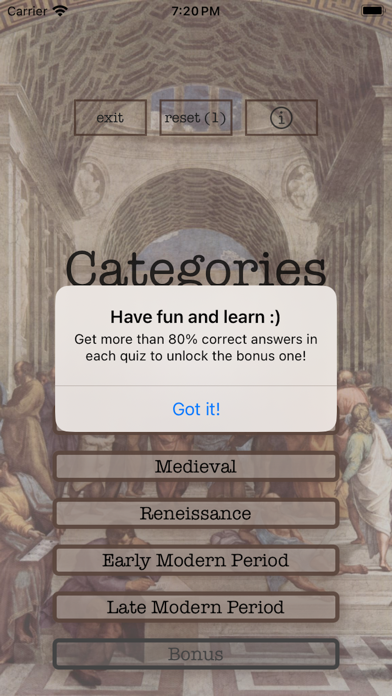 Screenshot 1 of Just History Quiz App
