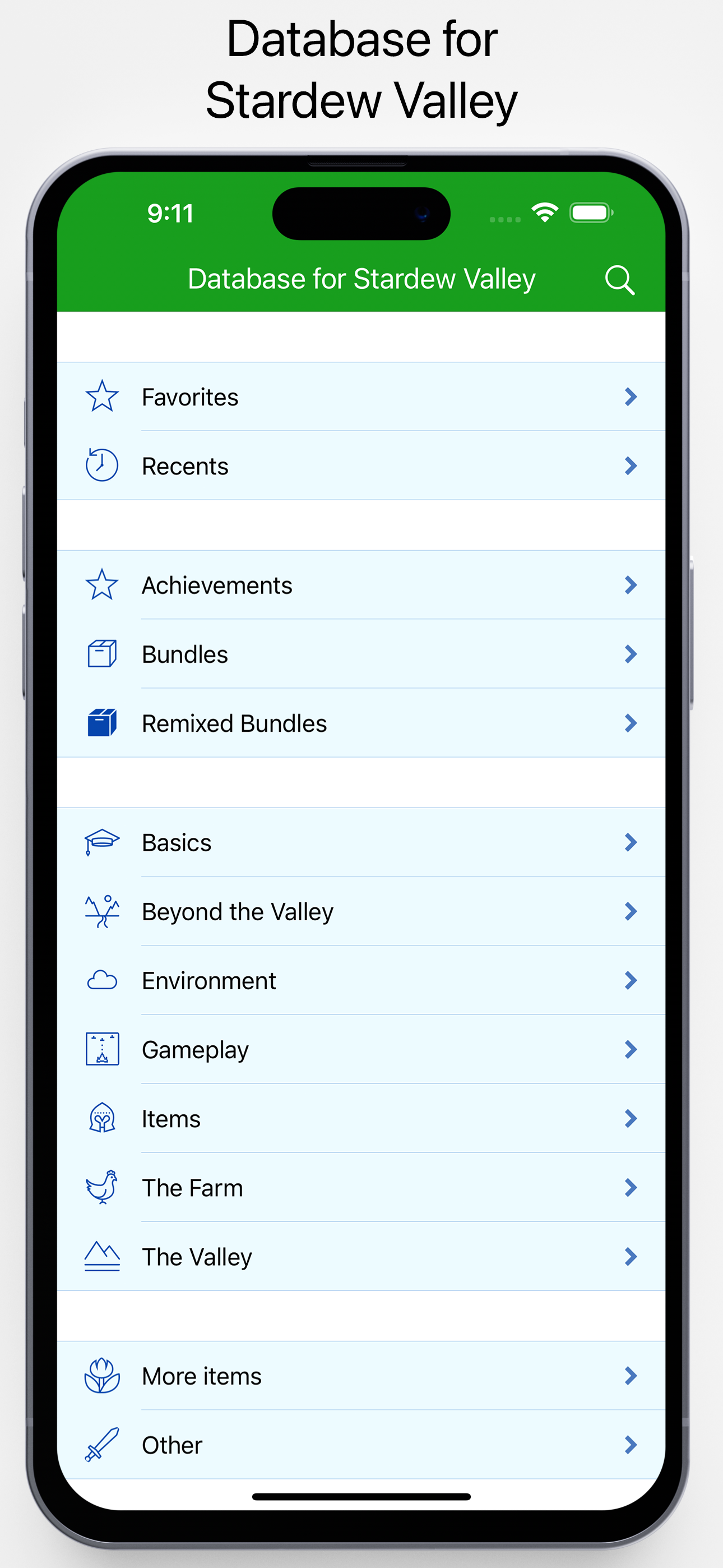 Database for Stardew Valley