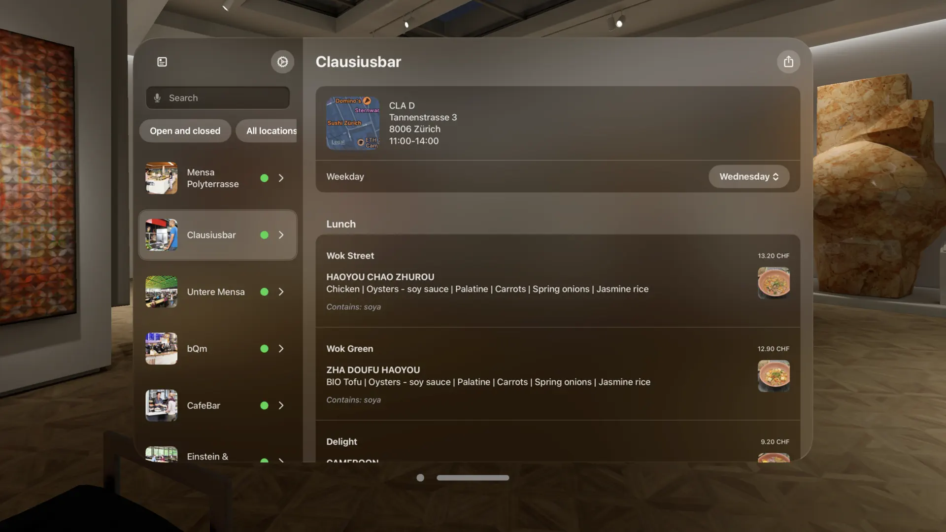 ETH Mensa - Weekly menus screenshot