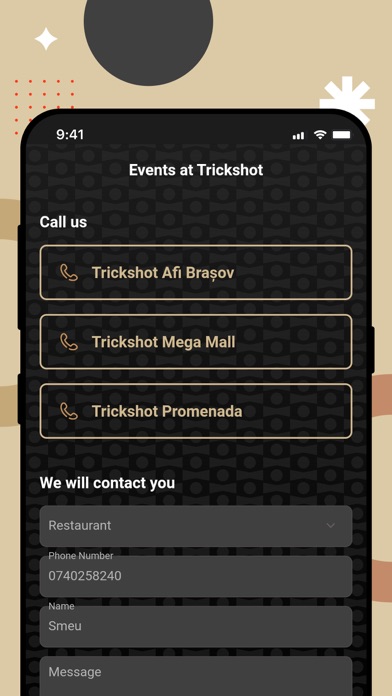 TRICKSHOT Restaurants Screenshot