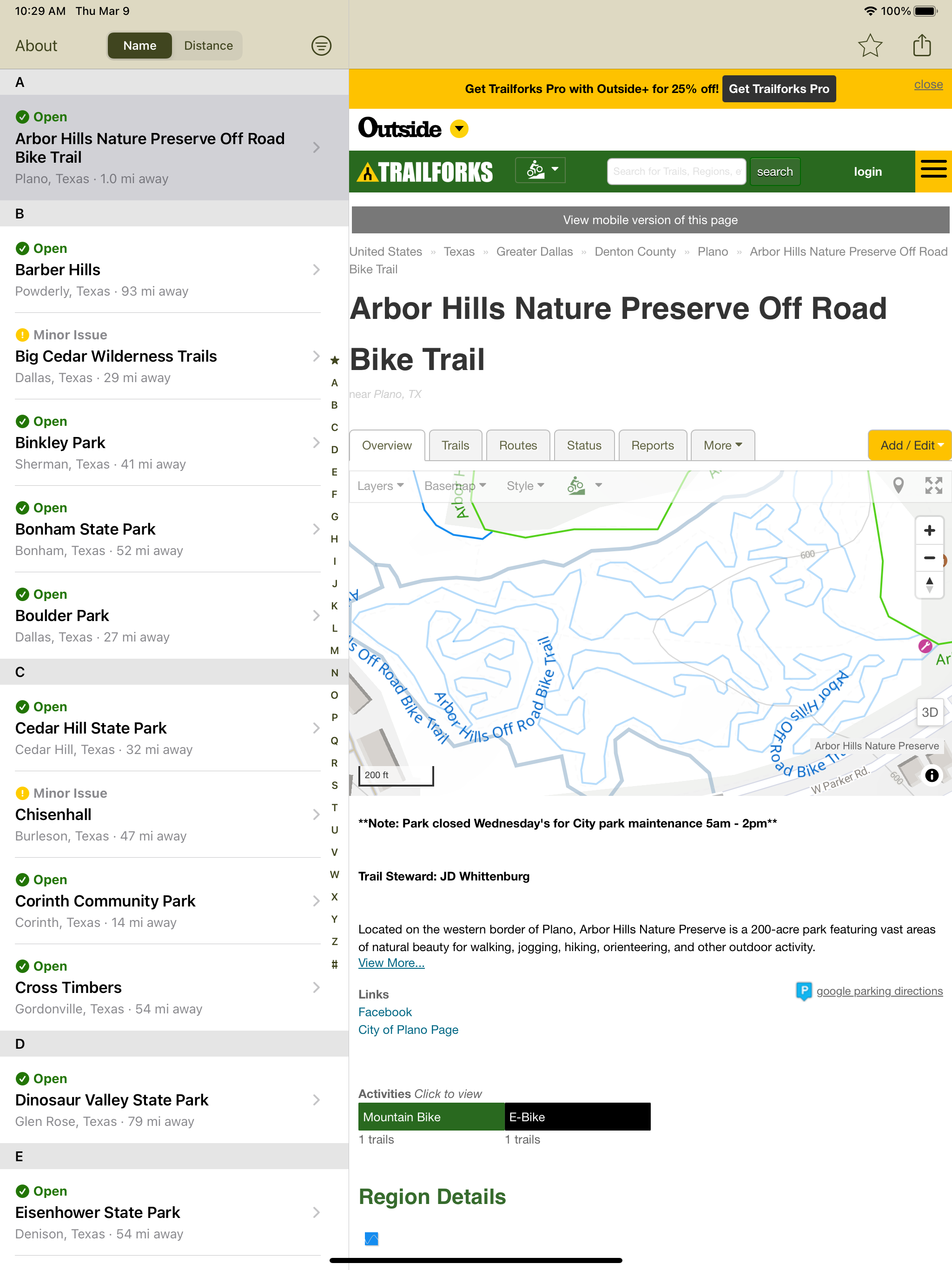DORBA Trail Status