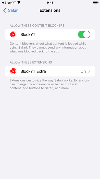 BlockYT for Safari Screenshot