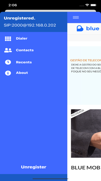 Blue Mobile: Softphone Screenshot