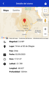 Sismología Chile screenshot