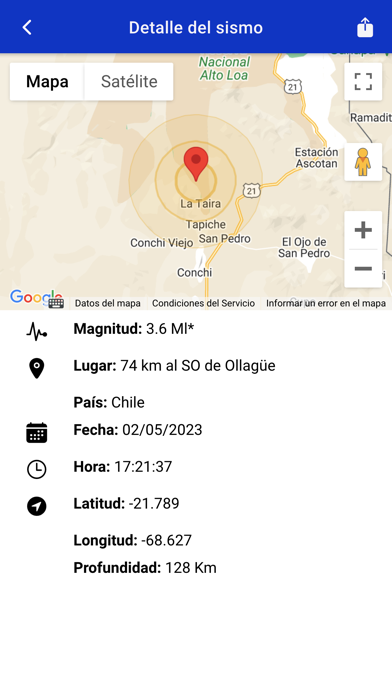 Sismología Chile Screenshot