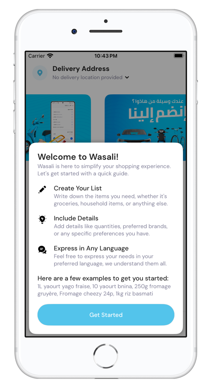 Wasali - Livraison de courses