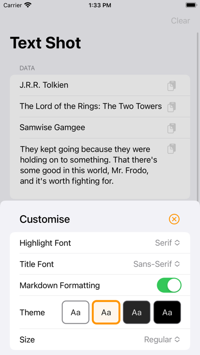Text Shot Screenshot