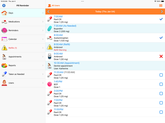 Herinneringen voor Medicijnen iPad app afbeelding 1