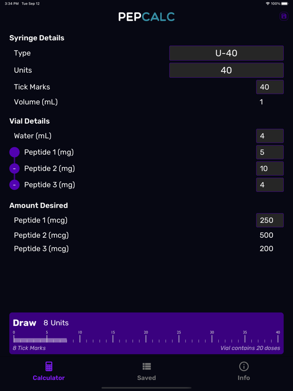 Screenshot #6 pour PepCalc - Peptide Calculator