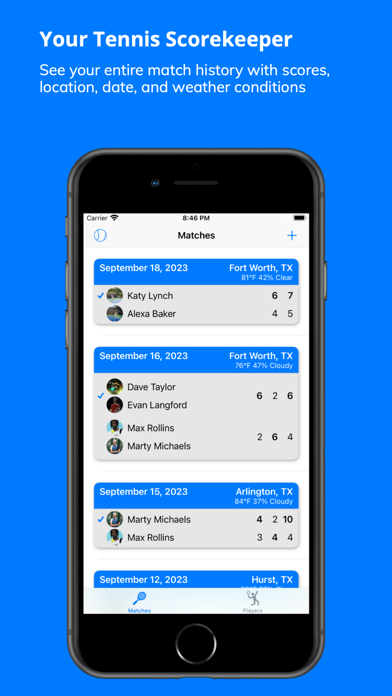 MatchTrack Tennis Score Keeper Screenshot