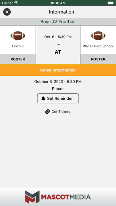 Placer Hillmen Athletics Screenshot