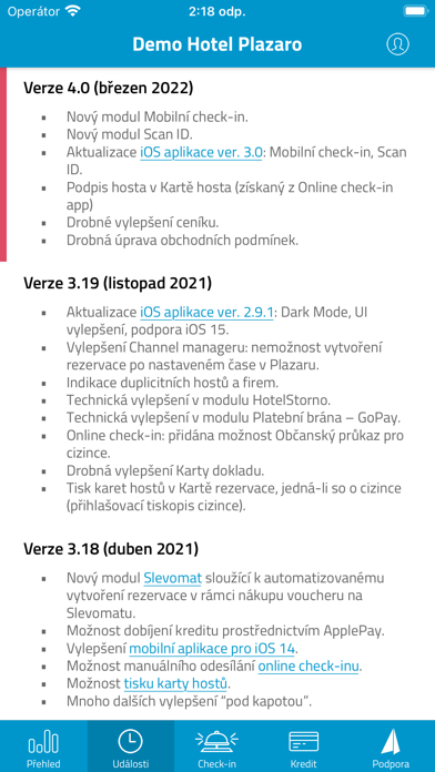 Plazaro – hotelový systém Screenshot