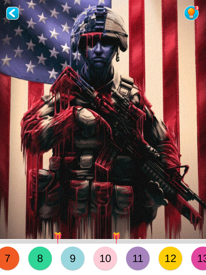 America Tattoo Color by Number