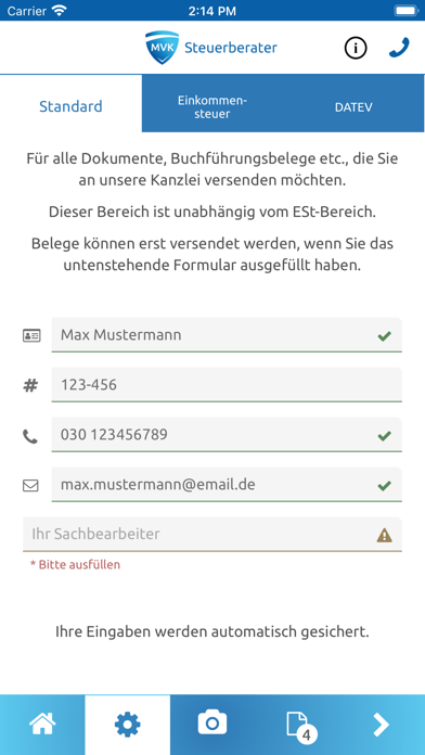 MVK Steuerberatung Screenshot