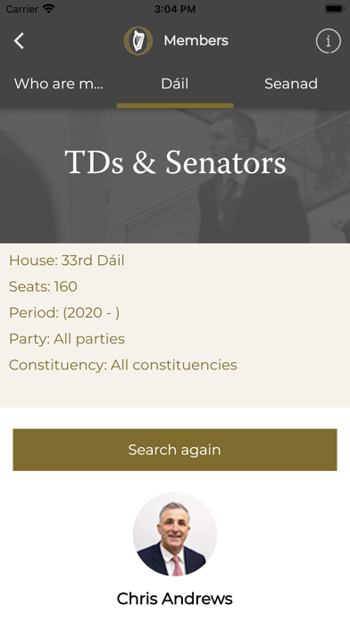 Houses of the Oireachtas Screenshot