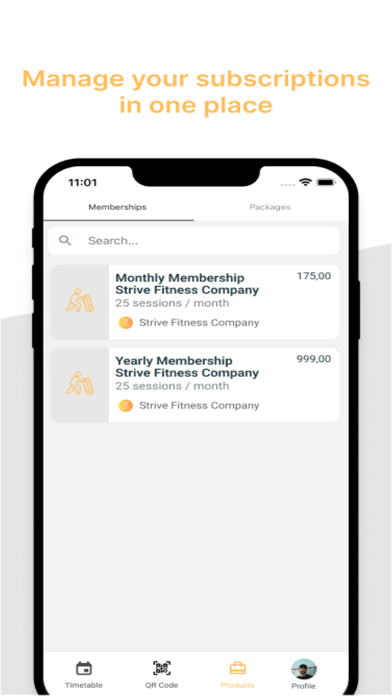 Strive Fitness Company Screenshot